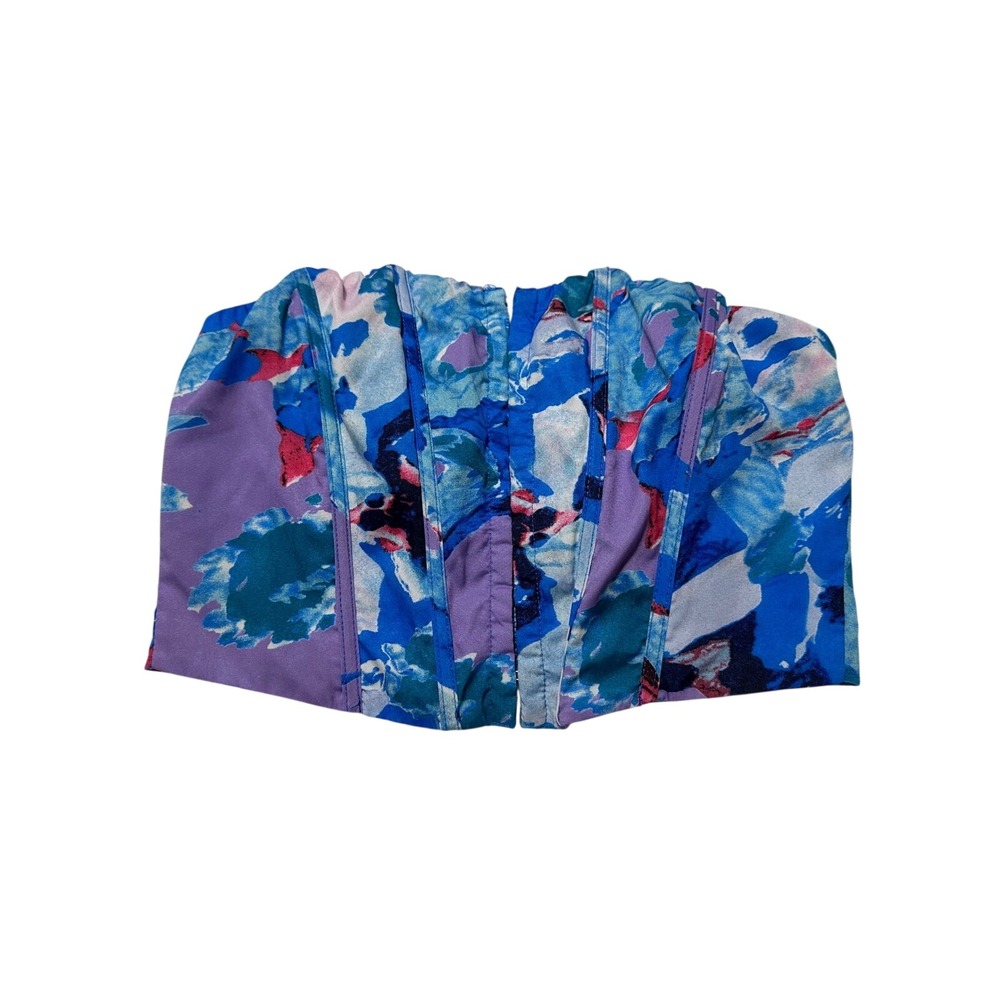 White Fox Floral Corset Top Blue Purple Print Sleeveless‎ - size Medium - NWOT